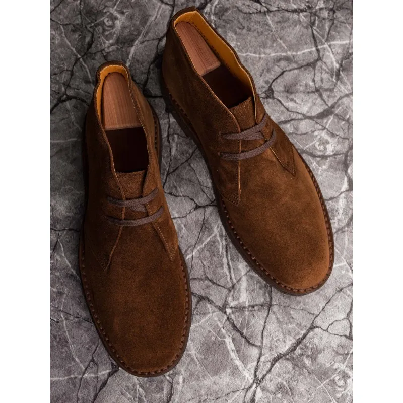 Yanko Stitchdown desert boot medium brown suede