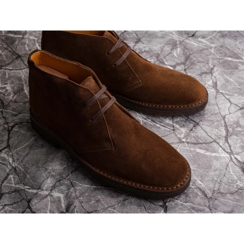 Yanko Stitchdown desert boot medium brown suede