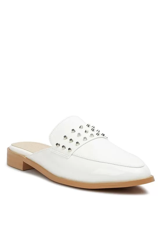 Yvonne Patent Studded Flat Mules