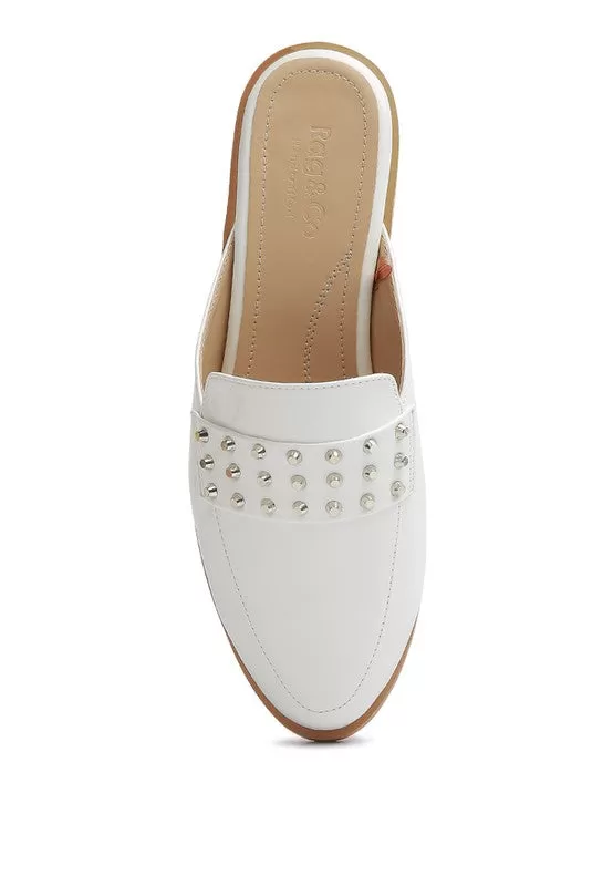 Yvonne Patent Studded Flat Mules