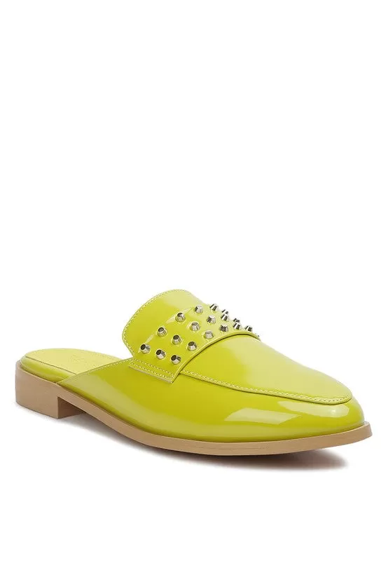 Yvonne Patent Studded Flat Mules