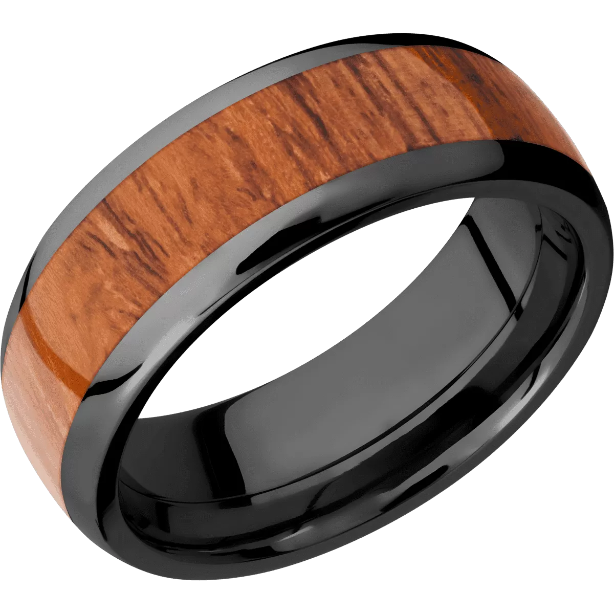 Zirconium with Polish Finish and Desert Iron Wood Inlay